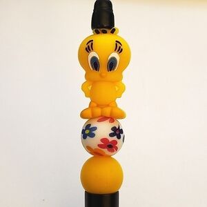 Handmade Tweety Bird Beaded Silicone Focal Bead Pen
